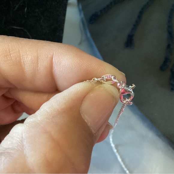 Coach red monogram pendant on a silver toned chain with a hangtag - Picture 2 of 3